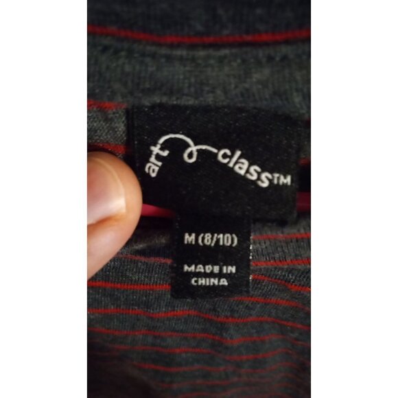 Art Class Boys Dark grey and red strip long sleeve - Picture 3 of 3